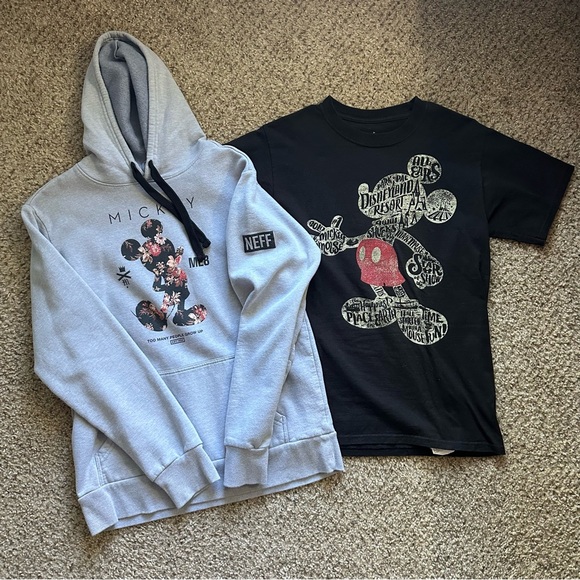 Disney Tops - Disney Mickey Mouse Women’s Hoodie and T-Shirt Bundle - Light Gray and Black